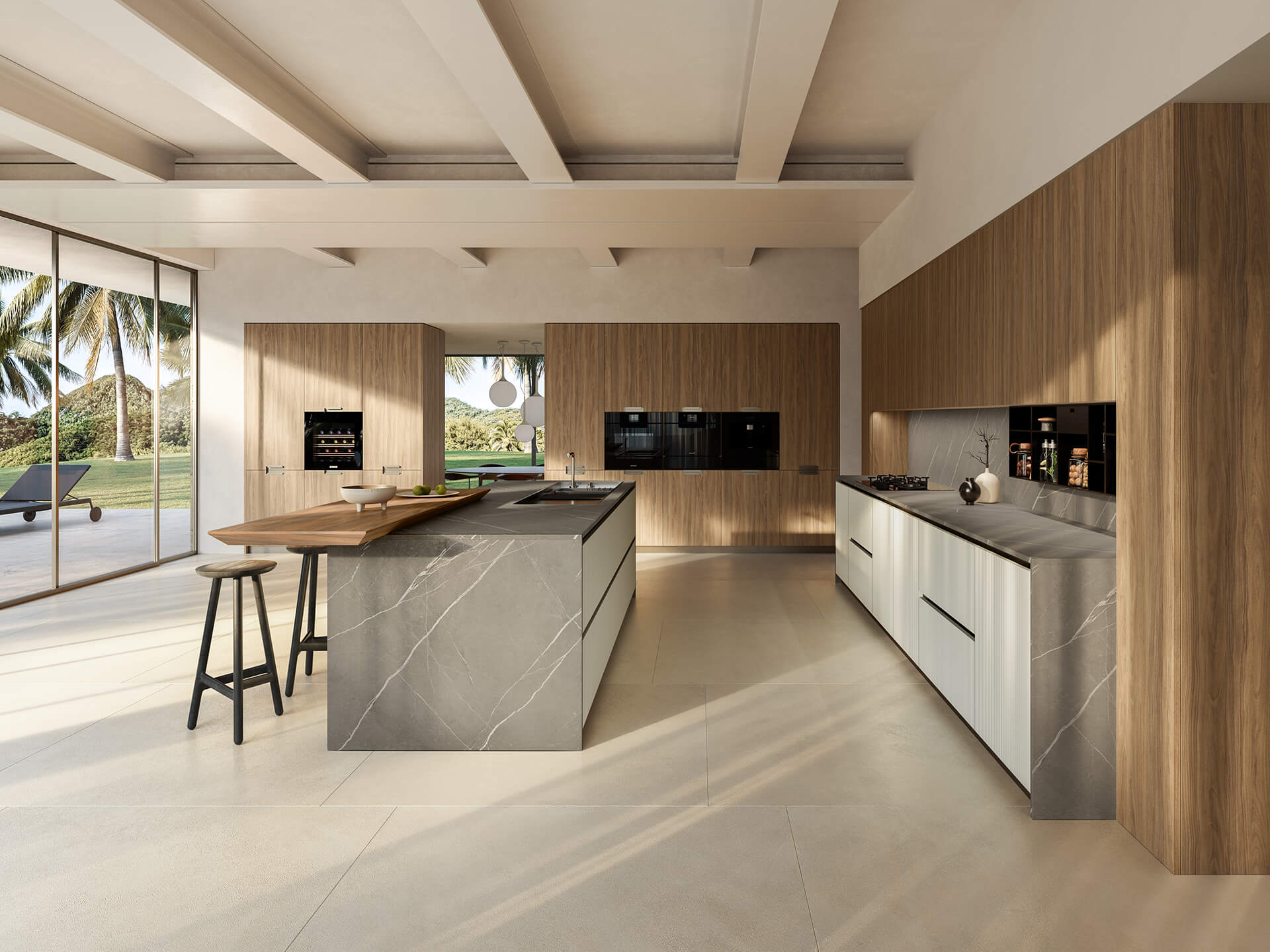 Cuisine avec îlot central, projet 166C4